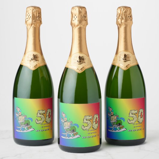 Voor HAAR 50e Jubileum Regenboog Mousserende Wijn  Sparkling Wijnetiket (Flessen)