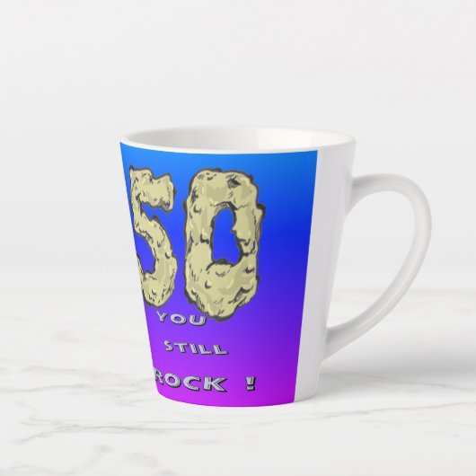 Voor haar 50ste Jubileum Blauwe Paarse Latte Mok (Rechts)