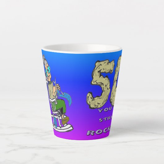 Voor haar 50ste Jubileum Blauwe Paarse Latte Mok (Voorkant)