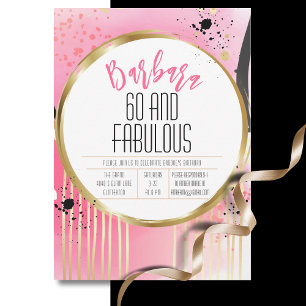 Voor Haar 60 en Fabulous Birthday Hot Pink Abstrac Kaart