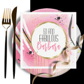 Voor Haar 60 en Fabulous Roze Zwart Abstract Retro Servet
