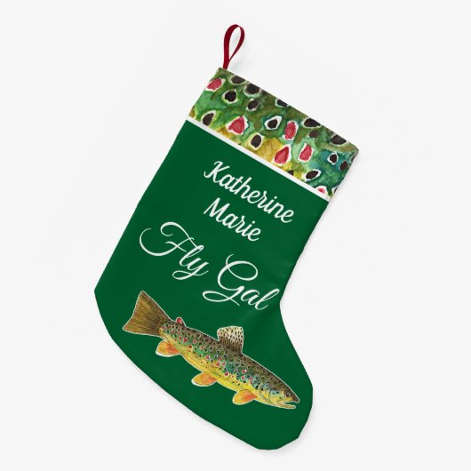 Voor haar bruine forel vliegen kleine kerstsok (Voorkant (Hangend))