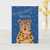 Voor haar Cheetah Cocktail Purrfection Birthday Ka Kaart (Gele Bloem)