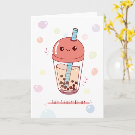 Voor haar Cu Tea Pun Birthday Kaart (Gele Bloem)