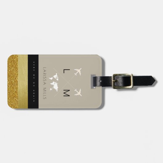 Voor haar een Chic Travel Bagagelabel met Monogram (Voorkant horizontaal)