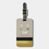 Voor haar een Chic Travel Bagagelabel met Monogram (Voorkant verticaal)