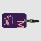 voor haar , een leuk monogram / paarse reis bagagelabel (Voorkant (horizontaal))