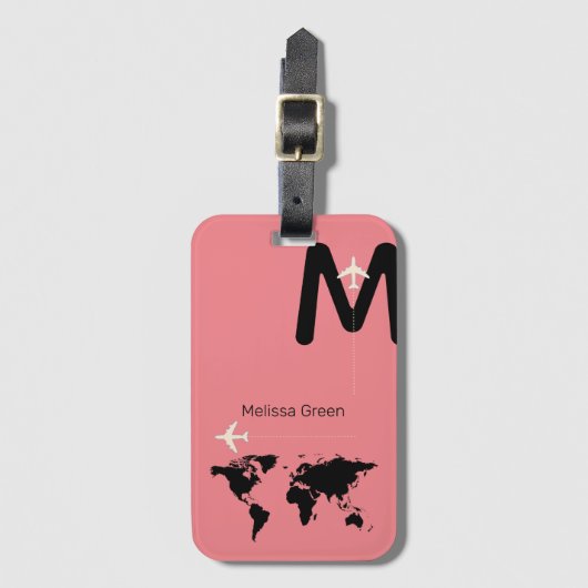 voor haar, een zwart monogram op PINK Bagagelabel (Voorkant (verticaal))
