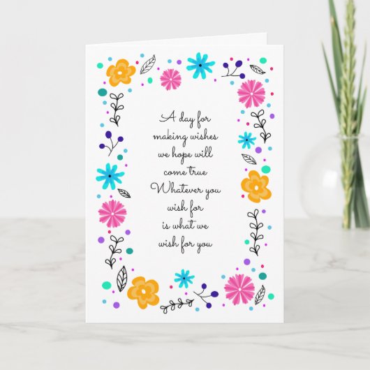 Voor haar Floral Happy Birthday-kaart Kaart (Voorkant)