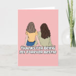 Voor haar foor Bestie Friend Birthday Kaart<br><div class="desc">Fun vrouw bestie vriend verjaardagskaart Ideaal voor een vriend. Exclusief ontwerp voor het merk Groene Elephant-Kaarten.</div>