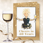 Voor haar Funny Sassy Glamoureus 50th Birthday Kaa Kaart<br><div class="desc">Viel die speciale 50ste verjaardag van iemand (of van welke leeftijd dan ook) met een champagne toast! Deze klas,  sassy en glam kaart zullen een glimlach op haar gezicht maken. Het binnenste bericht laat haar weten dat je haar "veel meer" wilt wensen</div>