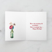 Voor haar gelukkige verjaardag met mooie bloemen kaart (Binnen)