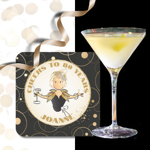 Voor Haar Gouden Zwart Proost aan 80 Verjaardagsto Kartonnen Onderzetters