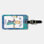 Voor haar grappige Cartoon Tropical Beach Cruise Bagagelabel (Voorkant horizontaal)