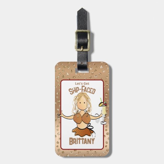 Voor haar grappige Drink Bikini vakantie Beach Par Bagagelabel (Voorkant verticaal)