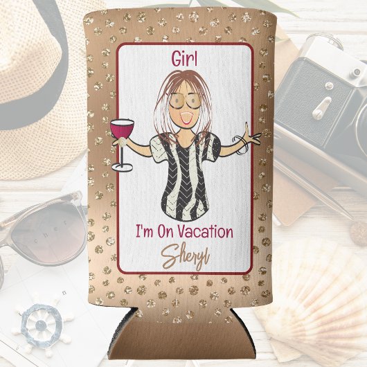 Voor haar grappige Gezegde glitter Cartoon vakanti Seltzer Blikjeskoeler