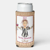 Voor haar grappige Gezegde glitter Cartoon vakanti Seltzer Blikjeskoeler (Seltzer Voorkant)