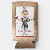 Voor haar grappige Gezegde glitter Cartoon vakanti Seltzer Blikjeskoeler (Achterkant)