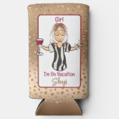 Voor haar grappige Gezegde glitter Cartoon vakanti Seltzer Blikjeskoeler (Voorkant)