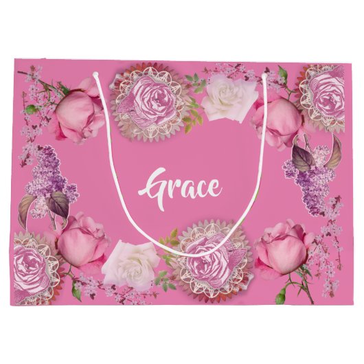 Voor haar mijn Valentijn Romantic roze Lila Groot Cadeauzakje (Achterkant)