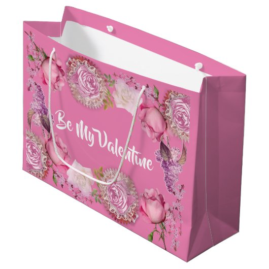 Voor haar mijn Valentijn Romantic roze Lila Groot Cadeauzakje (Voorkant Gekanteld)