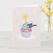 Voor haar moderne Cupcake Birthday Kaart (Gele Bloem)