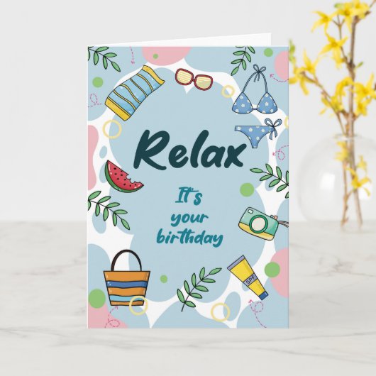 Voor haar moderne Relax Birthday Kaart (Gele Bloem)