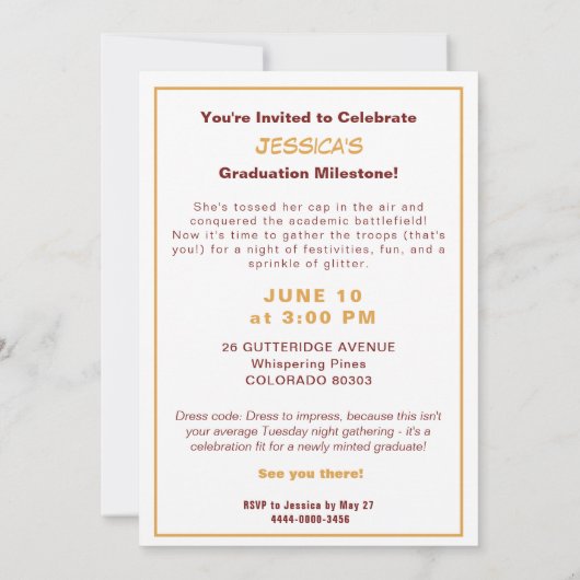 Voor haar 🎓Mortarboard afstudeerfeest Kaart (Achterkant)