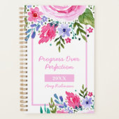 Voor haar roze Waterverf Floral Positive Planner (Voorkant)