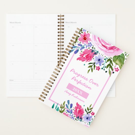 Voor haar roze Waterverf Floral Positive Planner (Display)