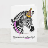 Voor haar verjaardag Zebra in Party Pet Painted Li Kaart (Voorkant)