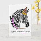 Voor haar verjaardag Zebra in Party Pet Painted Li Kaart (Gele Bloem)