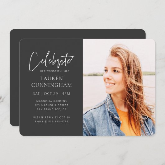 Voor haar viering van het leven Moderne Eenvoudige Kaart (Voorkant / Achterkant)