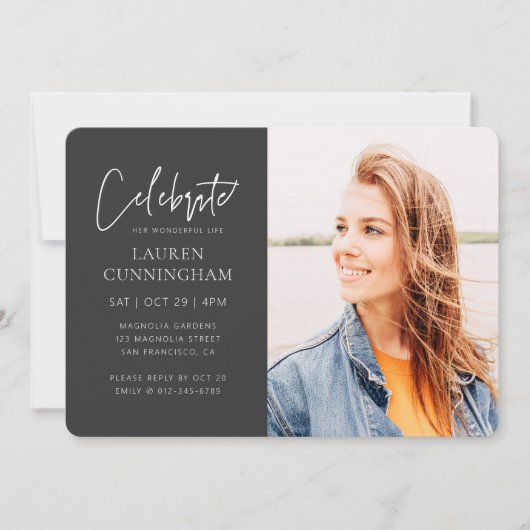 Voor haar viering van het leven Moderne Eenvoudige Kaart (Voorkant)