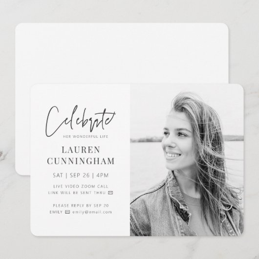 Voor haar virtuele viering van Life Modern Foto Kaart (Voorkant / Achterkant)