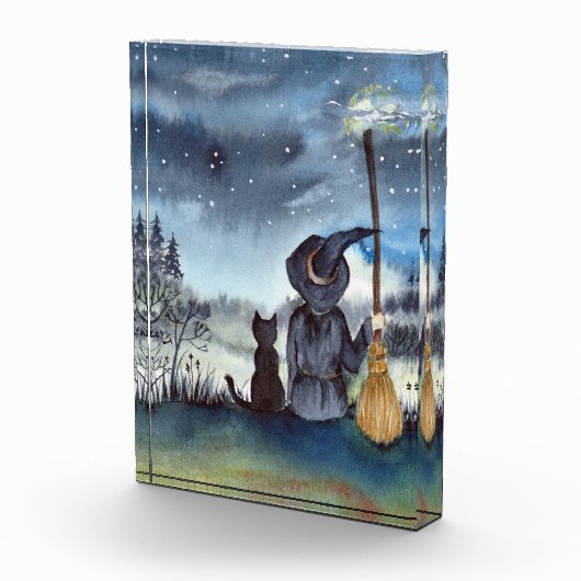 Voor Halloween Black Cat en The Witch Sterrennacht Fotoblokken (Rechts)