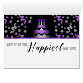 voor Hare Birthday Cake Purp en Silver Faux Glitte (Binenzijde Horizontaal (Onderkant))
