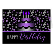 voor Hare Birthday Cake Purp en Silver Faux Glitte (Voorkant Horizontaal)