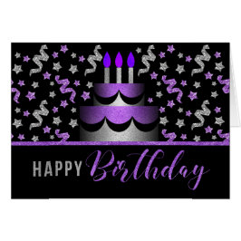 voor Hare Birthday Cake Purp en Silver Faux Glitte