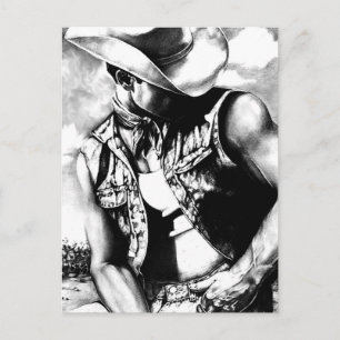 Voor hem Cool Western Cowboy originele kunsttekeni Briefkaart