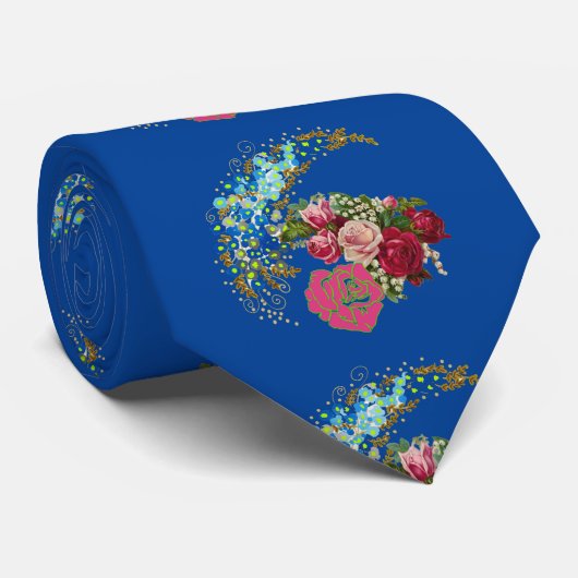 Voor Hem Donkerblauwe Roestige Roos Valentijnsdag  Stropdas (Opgerold)