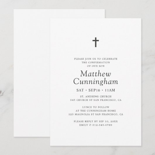 Voor hem eenvoudige zwarte kruis minimalistische b kaart (Voorkant / Achterkant)