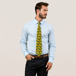 Voor hem Elegant Floral Yellow Flowers Greenery Stropdas