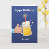 Voor hem Fun Beer Birthday Kaart (Gele Bloem)