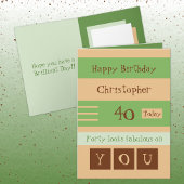 Voor hem groen en bruin 40e verjaardag kaart
