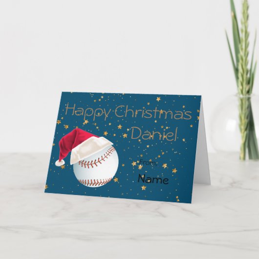 Voor hem honkbal sport Kerstmis gepersonaliseerd Feestdagen Kaart (Voorkant)