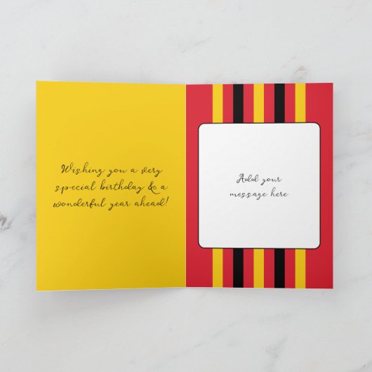 Voor hem naam geel speciale 18e verjaardag toevoeg kaart (Binnen)