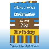 Voor hem naam toevoegen blauw special 21e verjaard kaart