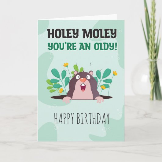 Voor hem of haar Funny Holey Moley Birthday Kaart (Voorkant)