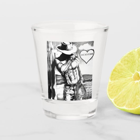 Voor hem Schattigee aangepaste naam Cool Western C Shot Glas (Voorkant)